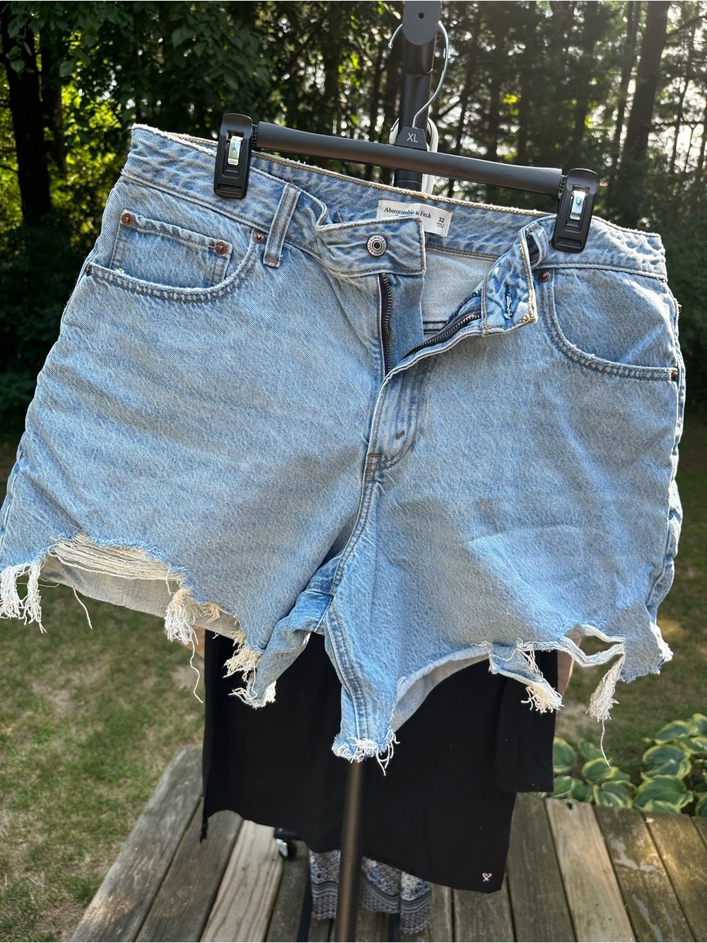 Abercrombie Light Blue Distressed Denim Shorts